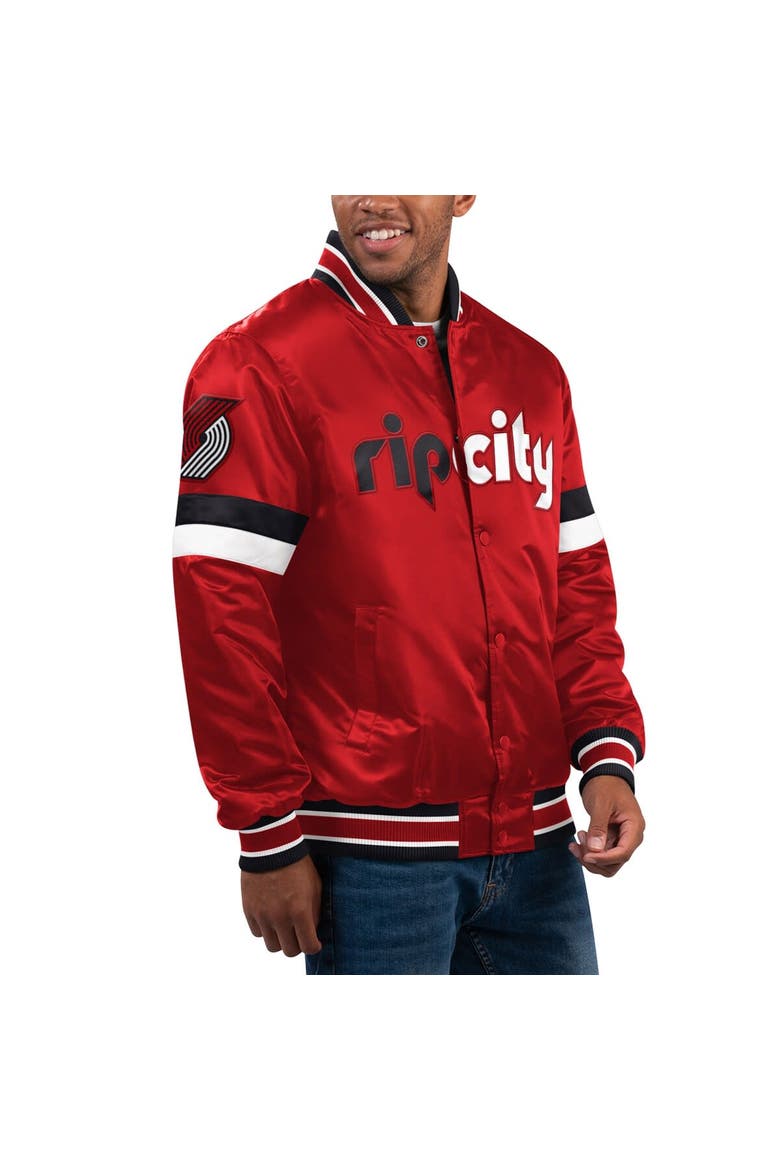 Men's Starter Red Portland Trail Blazers Home Game Satin Full-Snap Varsity Jacket, Alternate, color, Red