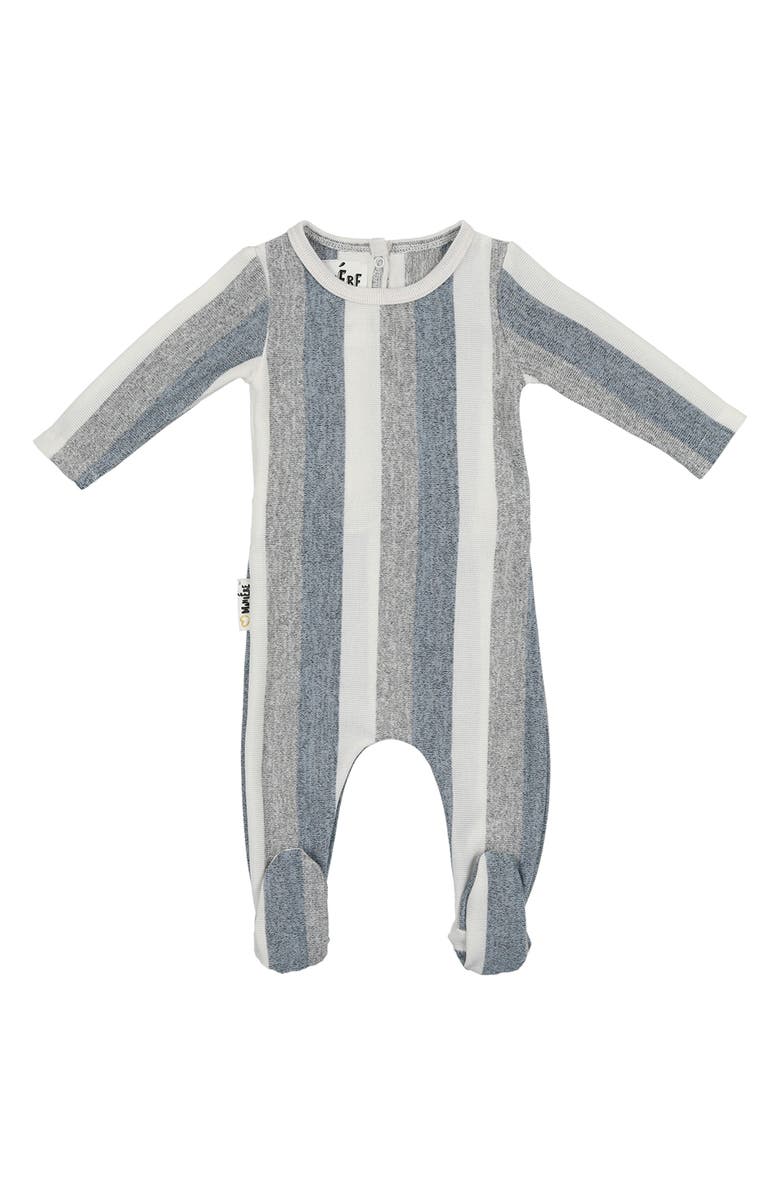 Manière Stripe Stretch Cotton Terry Footie, Main, color, Powder Blue