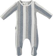 Manière Stripe Stretch Cotton Terry Footie