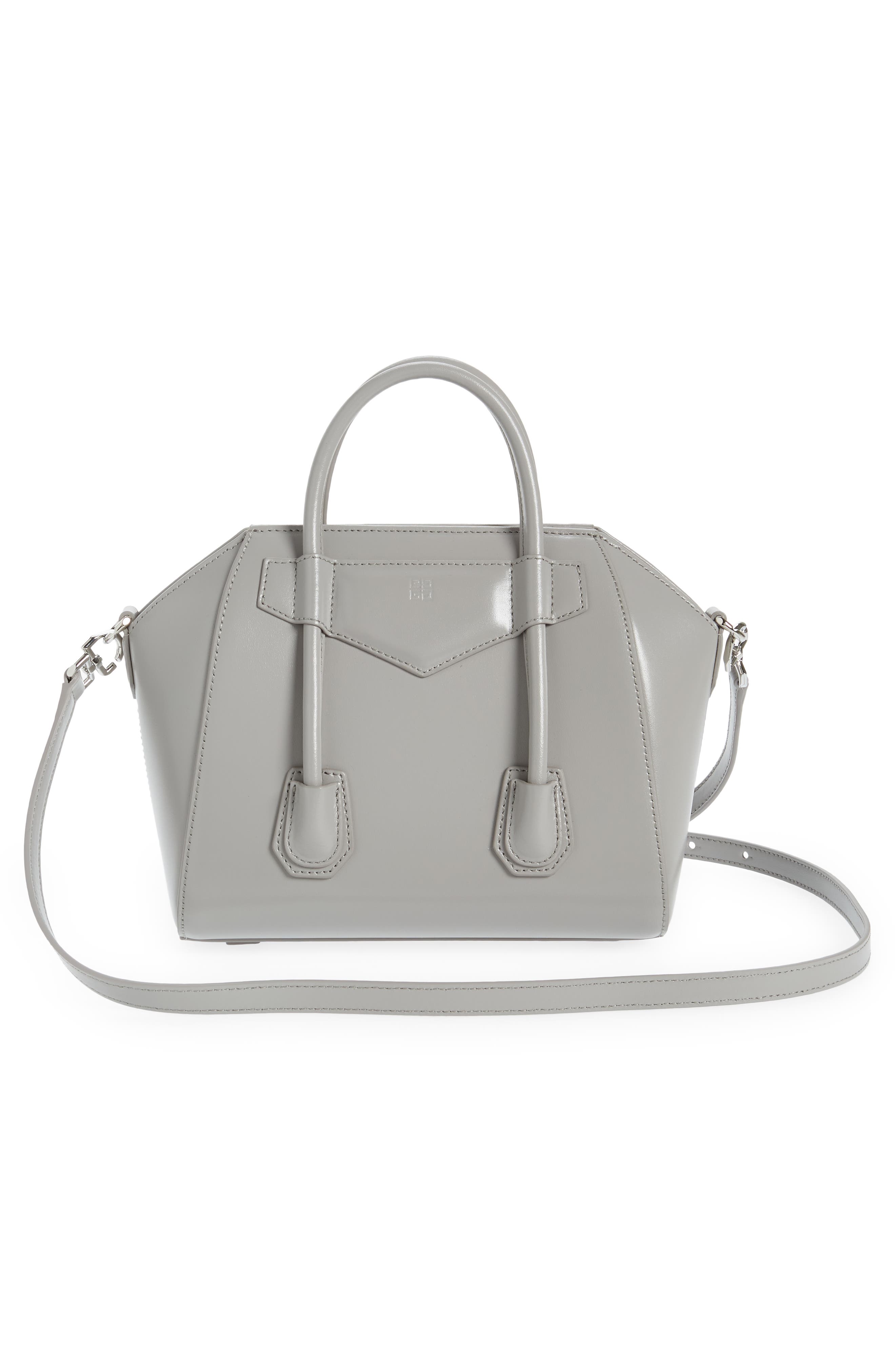 Givenchy Mini Antigona Lock Leather Satchel, Alternate, color, 