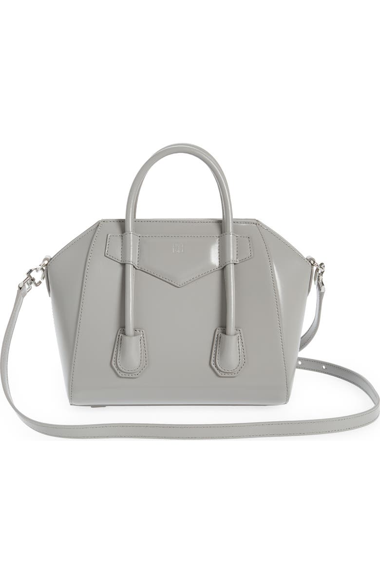 Givenchy Mini Antigona Lock Leather Satchel, Alternate, color,