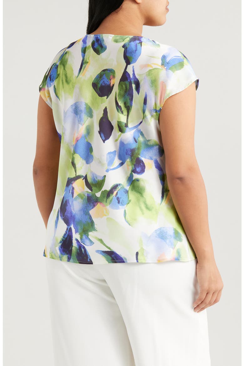 Watercolor Cowl Neck Satin Top, Alternate, color, FERN WATERCOLOR
