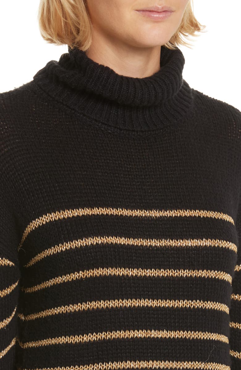 A.L.C. Elisa Metallic Stripe Turtleneck Sweater, Alternate, color, 