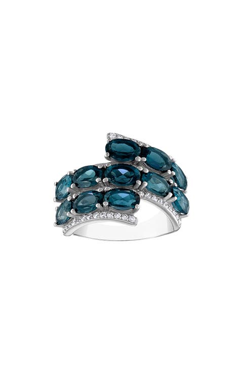 Sterling Silver London Blue Topaz & Lab Created White Sapphire Ring