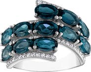 FZN Sterling Silver London Blue Topaz & Lab Created White Sapphire Ring