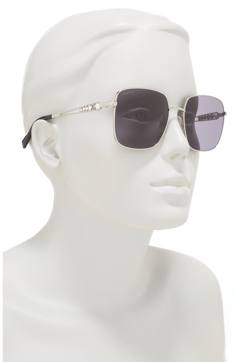 56mm Square Sunglasses, Alternate, color, SHINY PALLADIUM / SMOKE