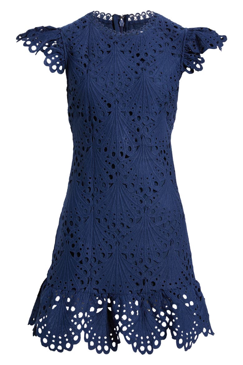 Lizzie Broderie Anglaise Minidress, Alternate, color, NAVY