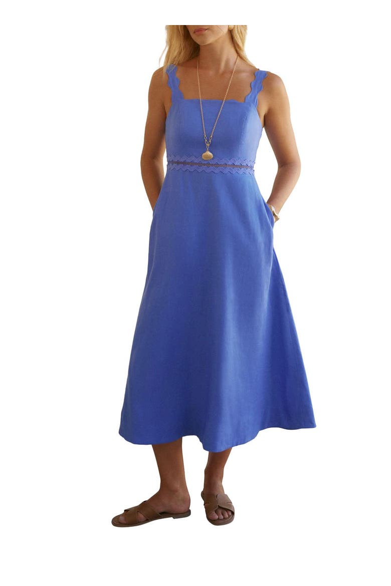 Linen Midi Dress, Main, color, Blue