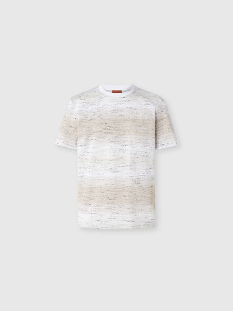 Crew-neck Cotton T-shirt With Jacquard Greek Motif