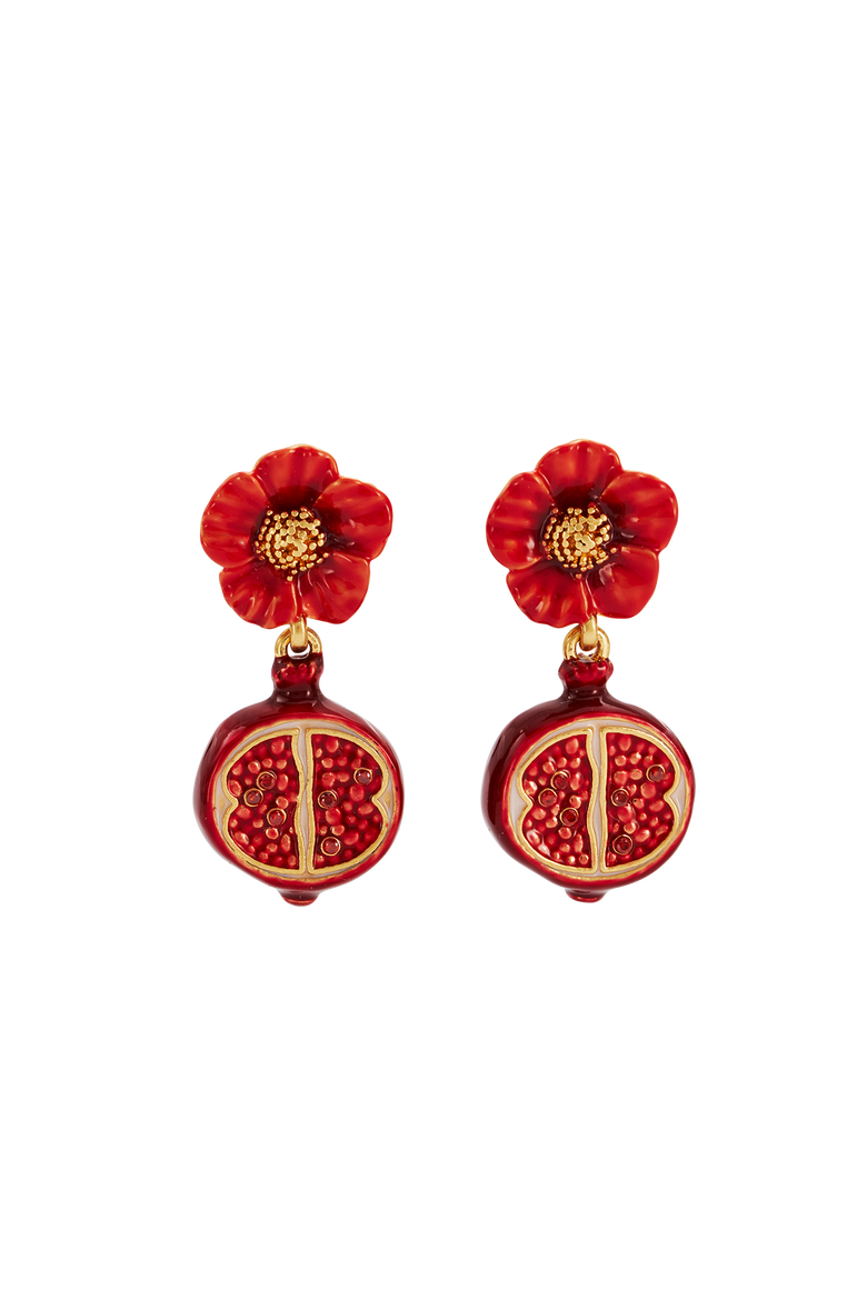 Blossom & Pomegranate Drop Earrings, Main, color, Gold