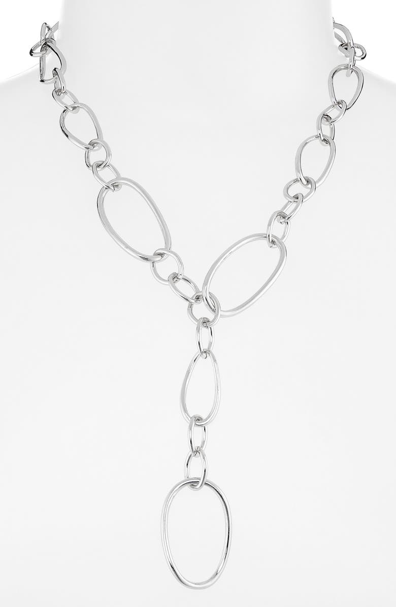 NORDSTROM RACK Mixed Link Chain Y-Necklace, Alternate, color, Silver