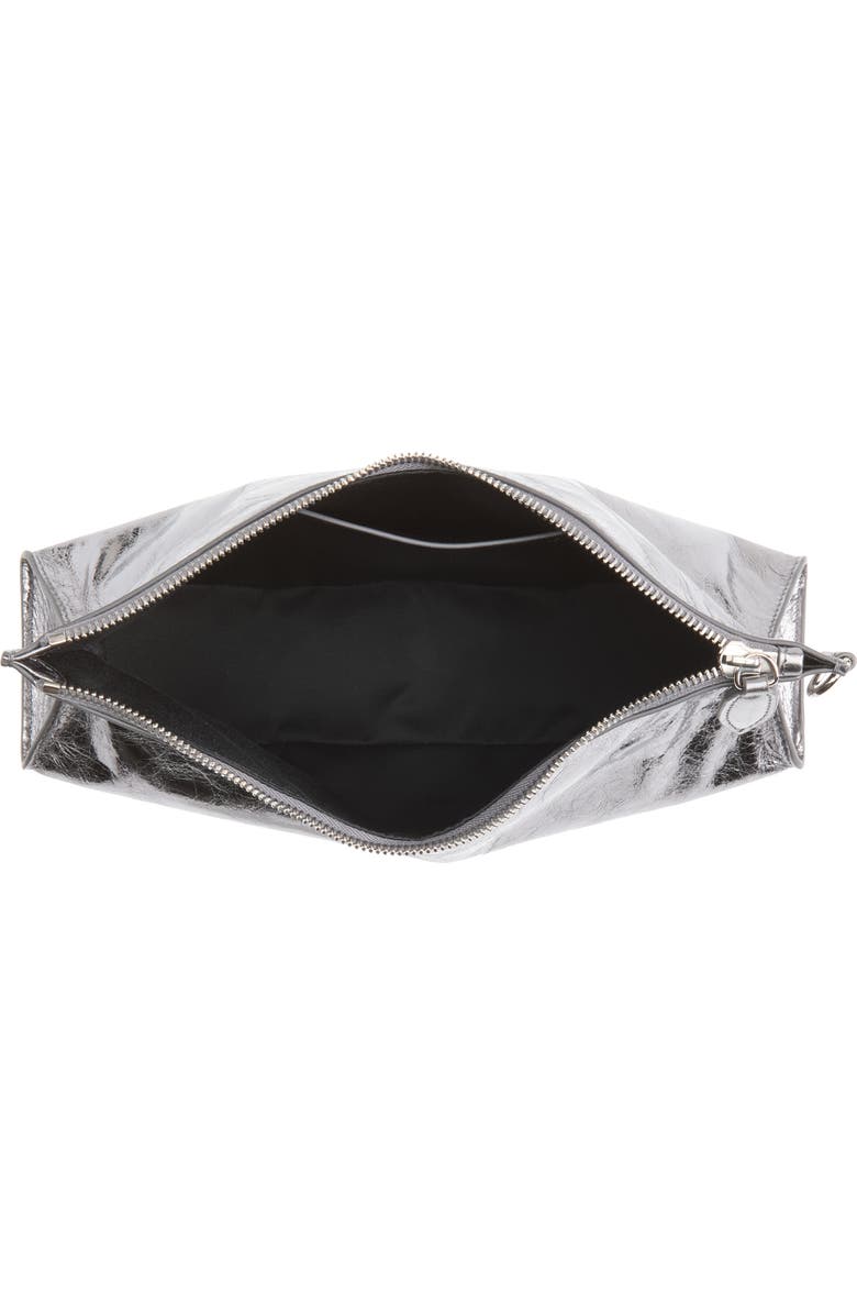 McQueen Manta Crinkled Metallic Leather Clutch, Alternate, color, Lead