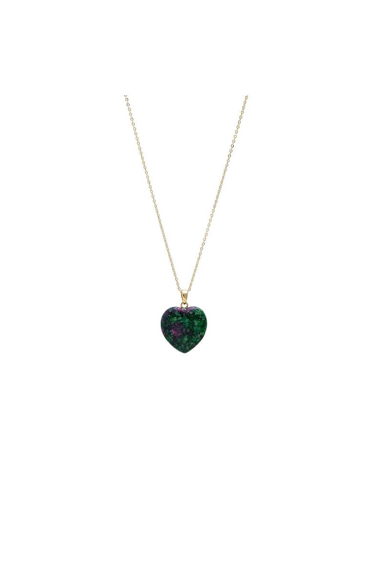 Colored Natural Stone Heart Pendant Necklace, Main, color, Emerald Green - 20 MM