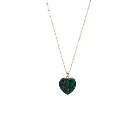 Colored Natural Stone Heart Pendant Necklace