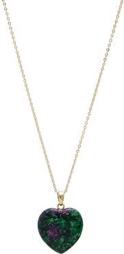 BY ADINA EDEN Colored Natural Stone Heart Pendant Necklace