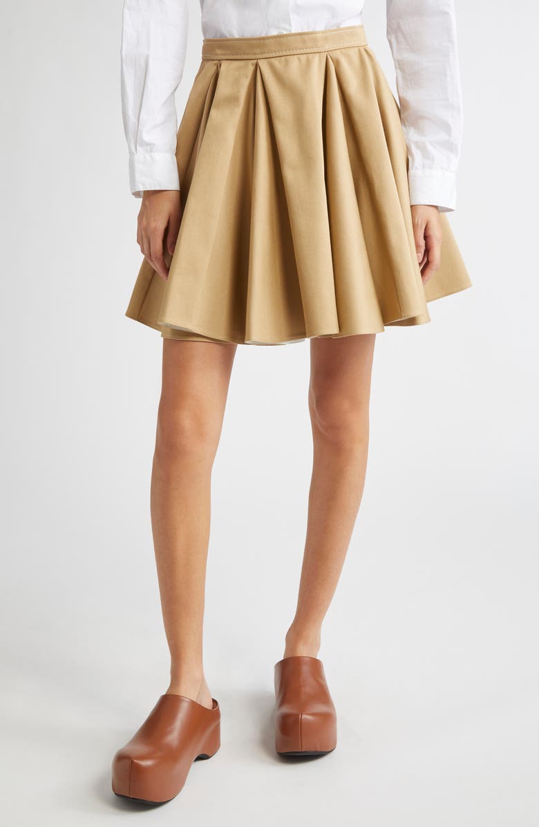Marni Pleated Cotton Gabardine Skirt, Main, color, Cement