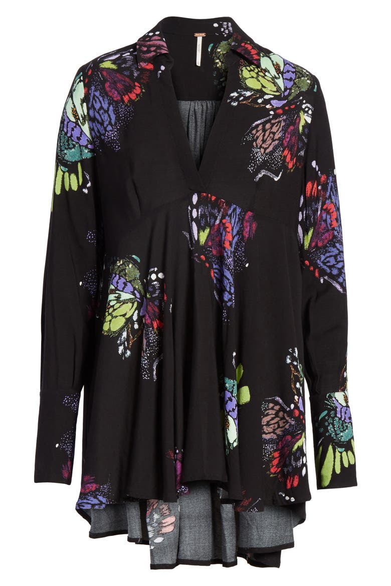 Field of Butterflies Tunic, Alternate, color, BLACK