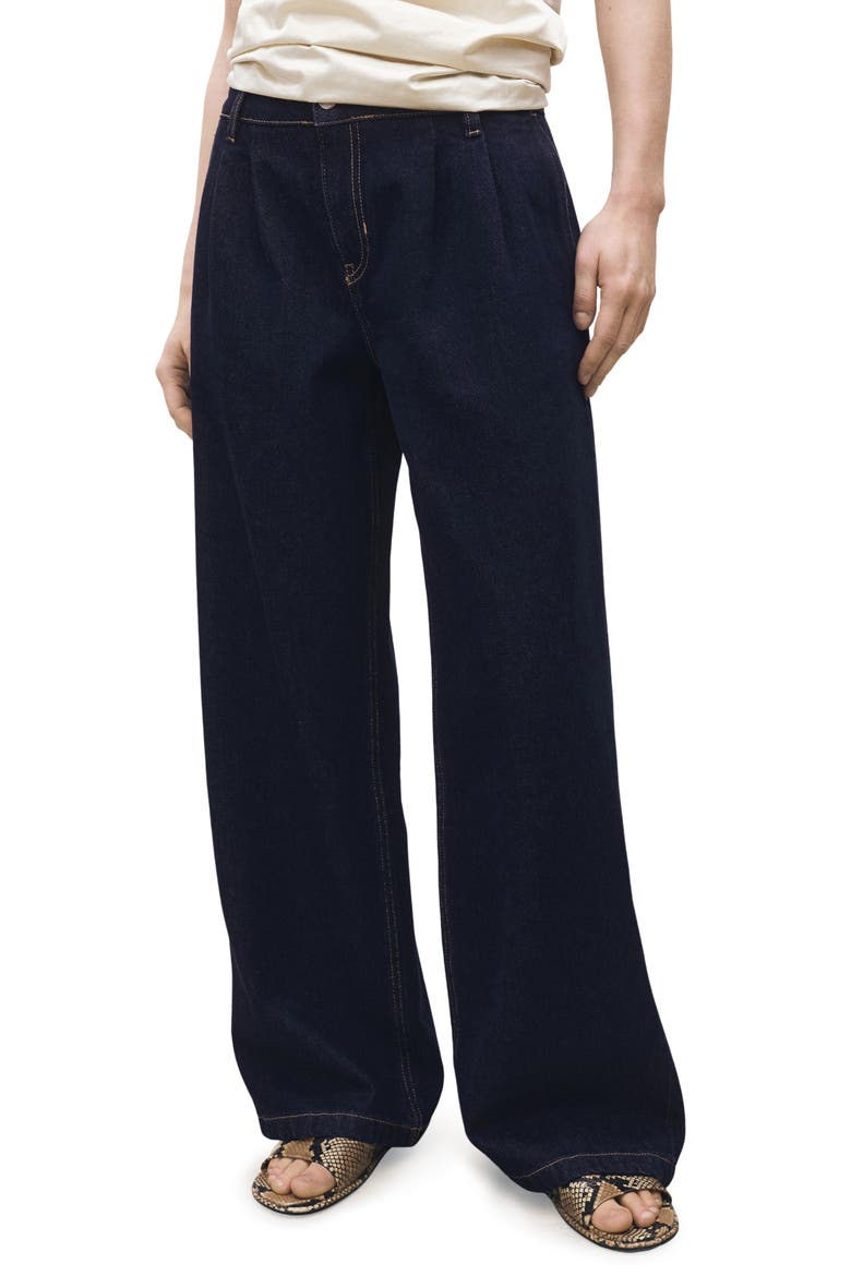 Pleated Wide Leg Jeans, Main, color, OPEN BLUE