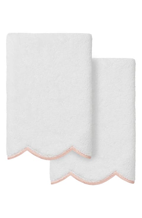 Adornia Scallop Set of 2 Fingertip Towels
