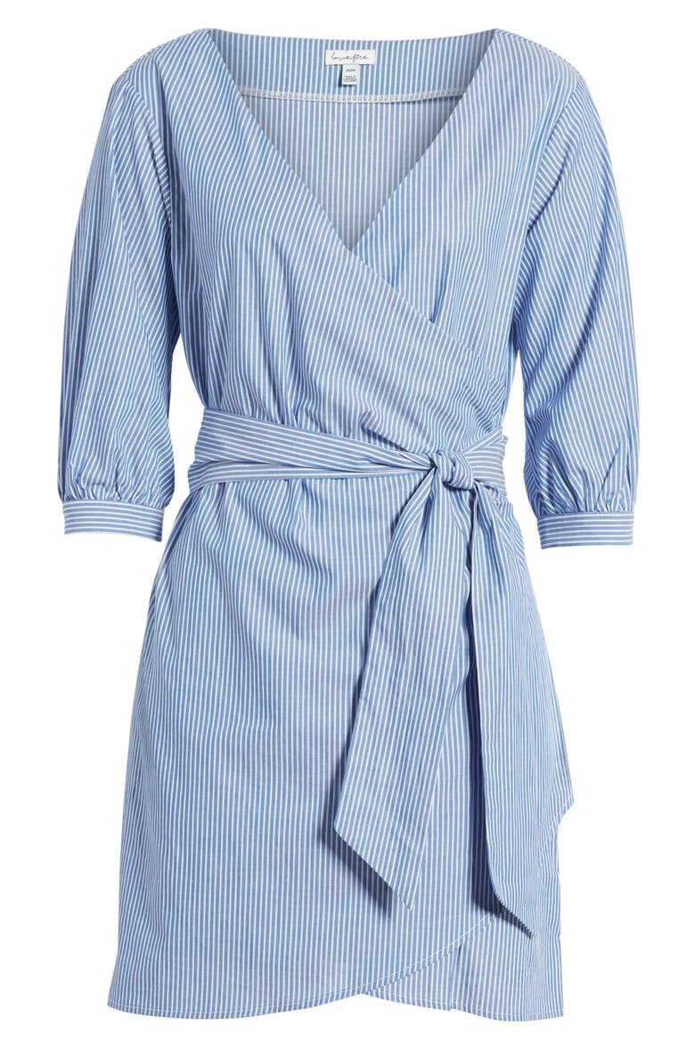 Cotton Poplin Wrap Dress, Alternate, color, BLUE WHITE STRIPE