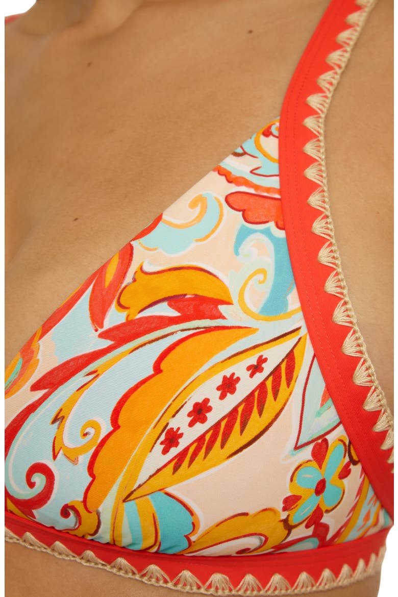 Phuket Embroidered Trim Bikini Top, Alternate, color, ORANGE MULTI