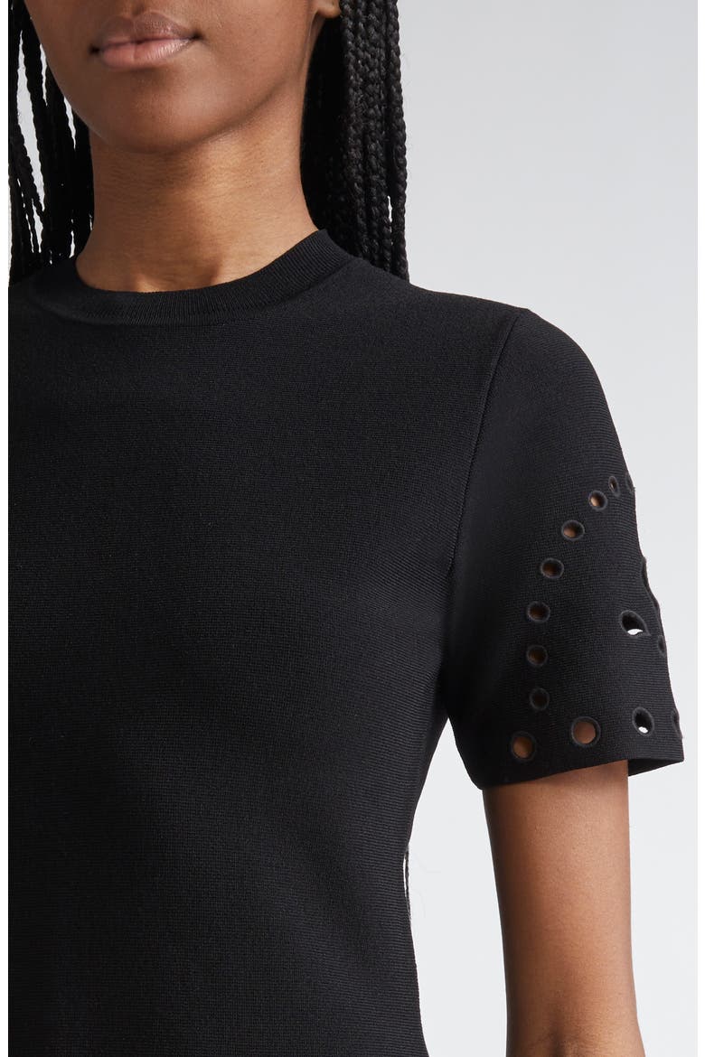 Fanna Eyelet Detail Knit Minidress, Alternate, color, NOIR