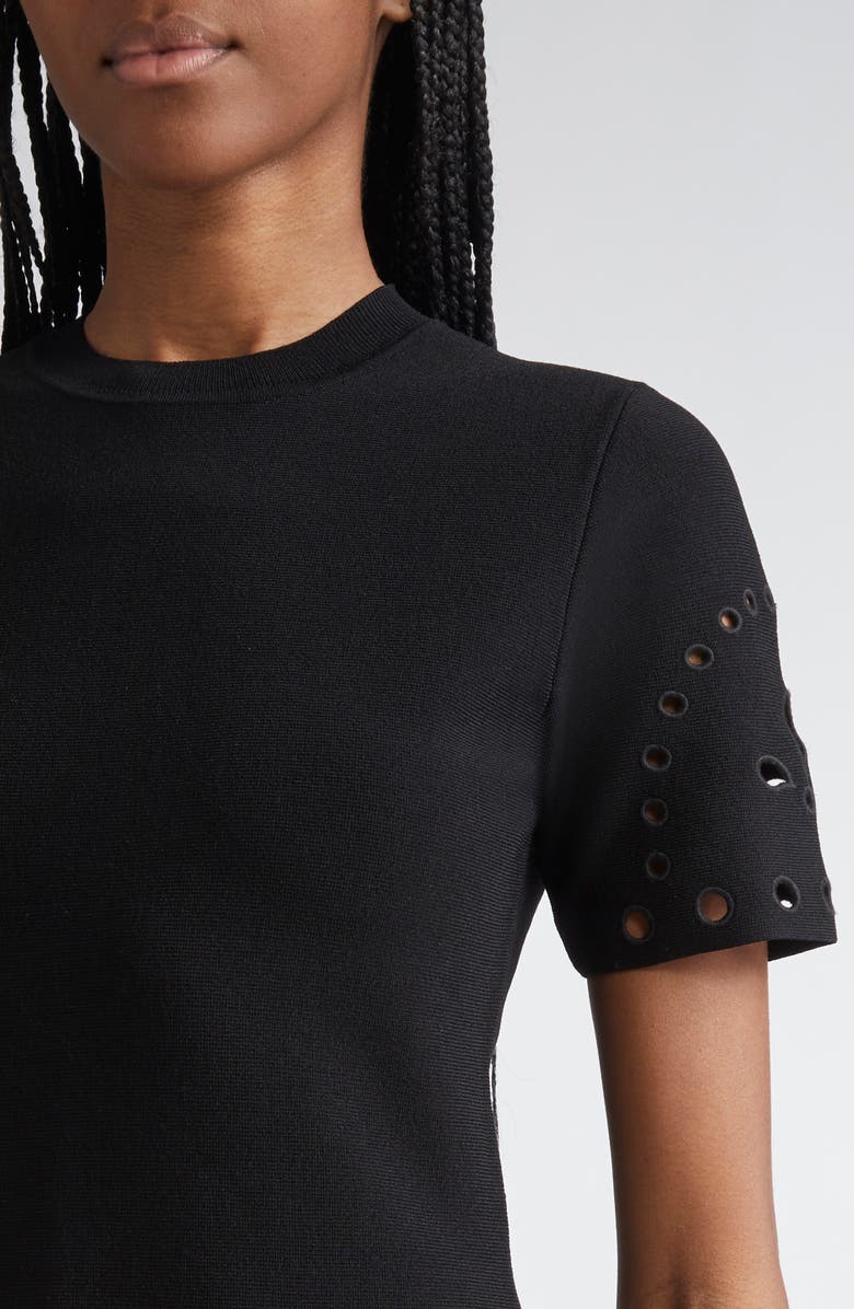 Ulla Johnson Fanna Eyelet Detail Knit Minidress, Alternate, color, Noir