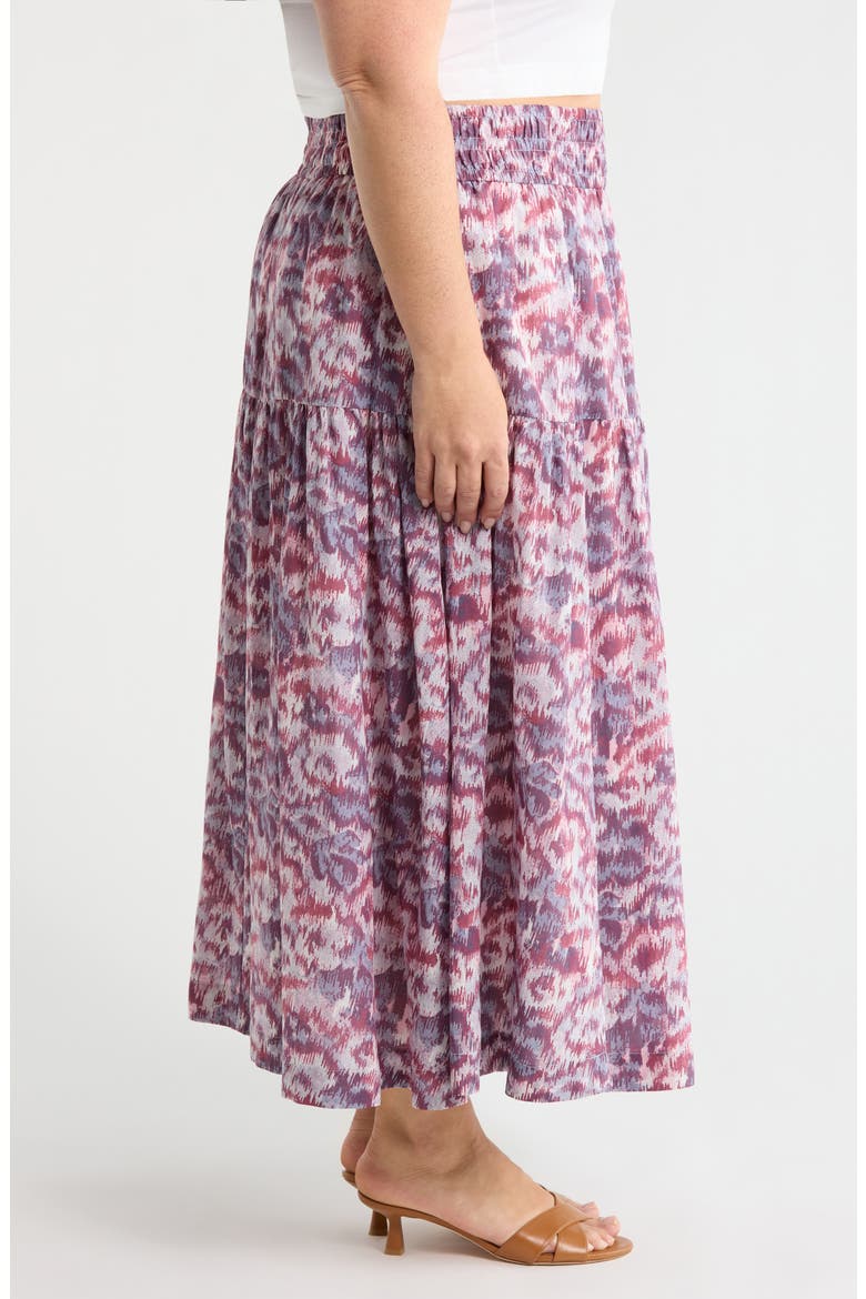 Smocked Waist Maxi Skirt, Alternate, color, PINK- BLUE DAISY TAPESTRY