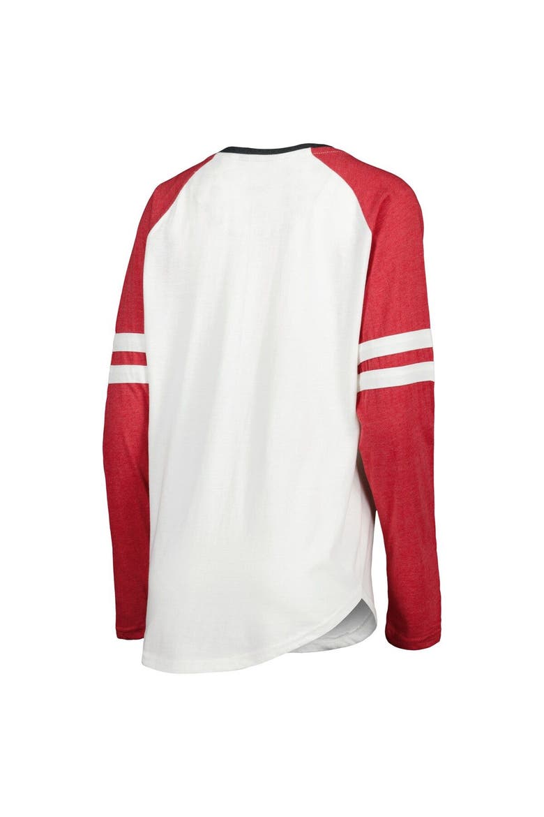 Women's Pressbox White/Crimson Indiana Hoosiers Brooking Sleeve Stripe Raglan Long Sleeve T-Shirt, Alternate, color, White
