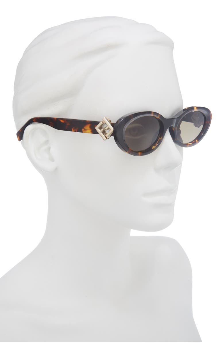 Fendi 'Fendi Diamonds 53mm Oval Sunglasses, Alternate, color, Dark Havana / Green