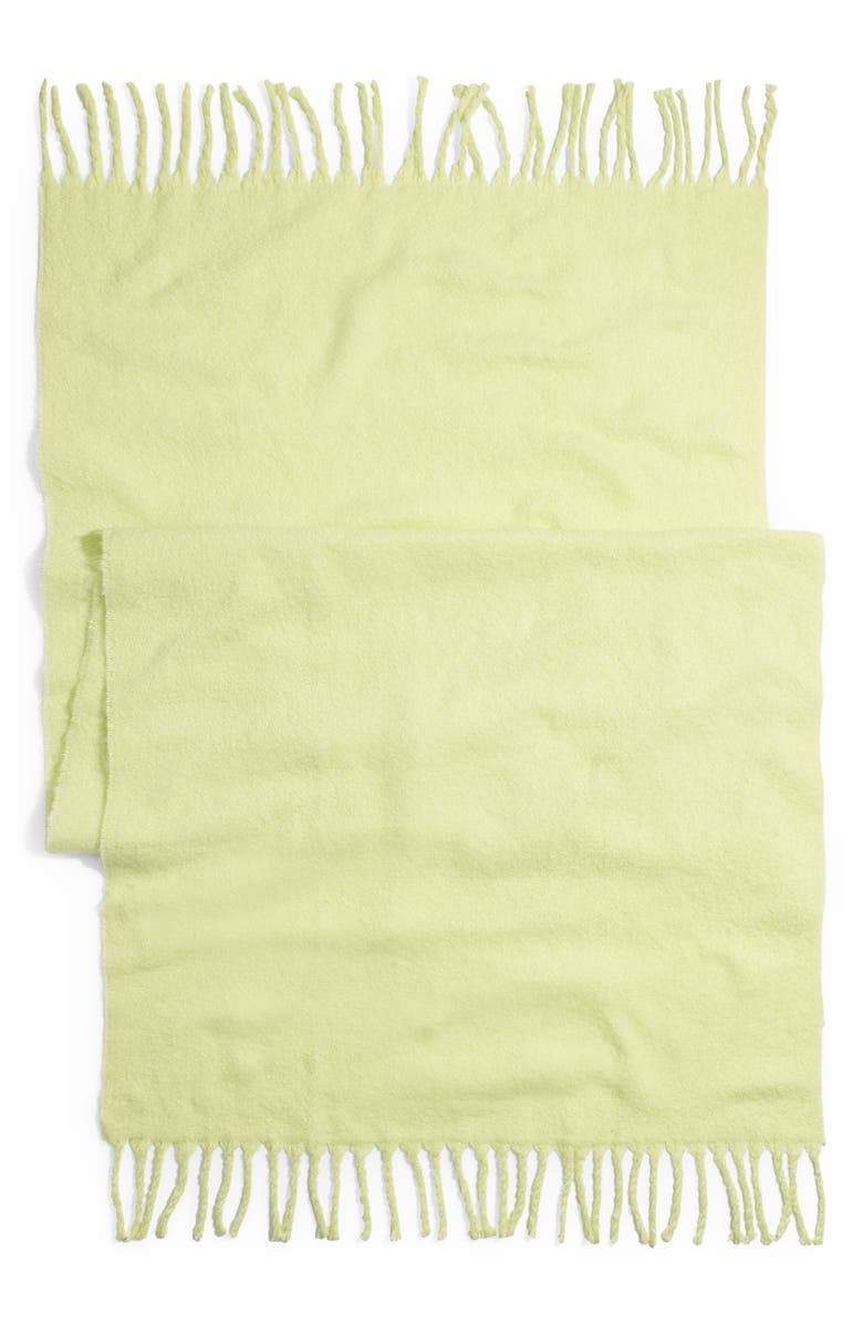 Madewell Textured Solid Contrast Fringe Scarf, Main, color, Limelight