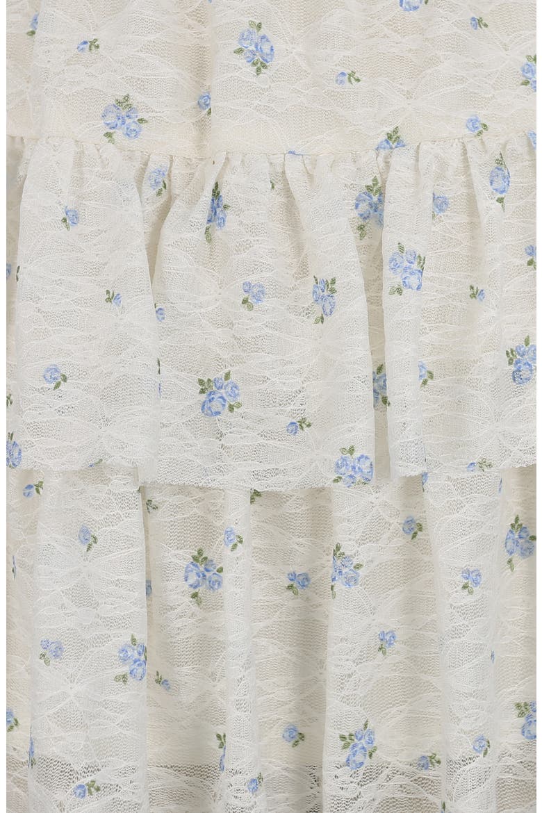 Kids' Smocked Top & Tiered Skirt Set, Alternate, color, BLUE/ IVORY
