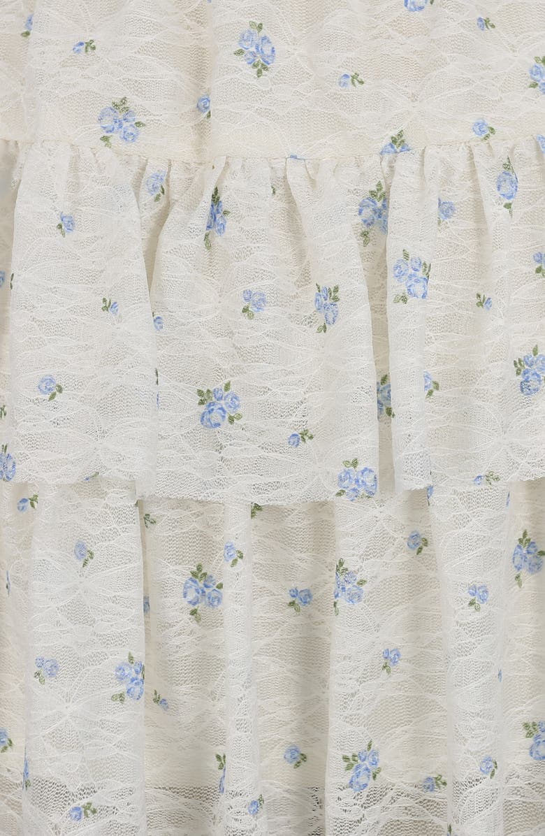 Zunie Kids' Smocked Top & Tiered Skirt Set, Alternate, color, Blue/ Ivory