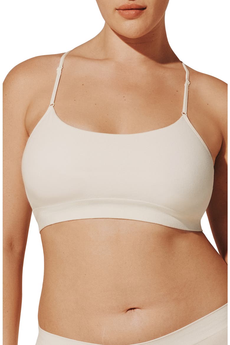 Seamless Stretch Cotton Blend Wireless Bralette, Main, color, SEA SALT