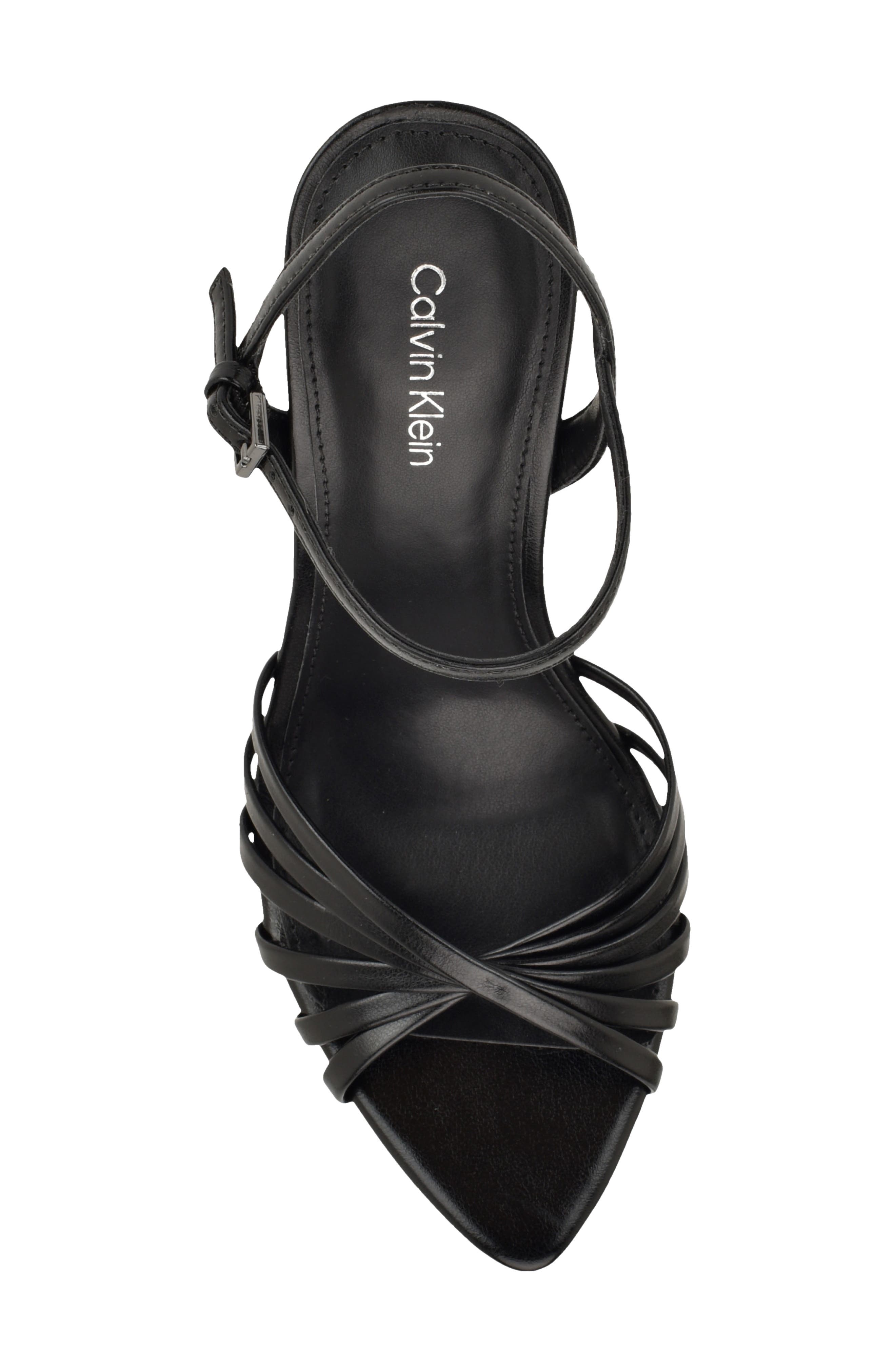 Calvin Klein Daniella Ankle Strap Pointed Toe Sandal, Alternate, color, Black