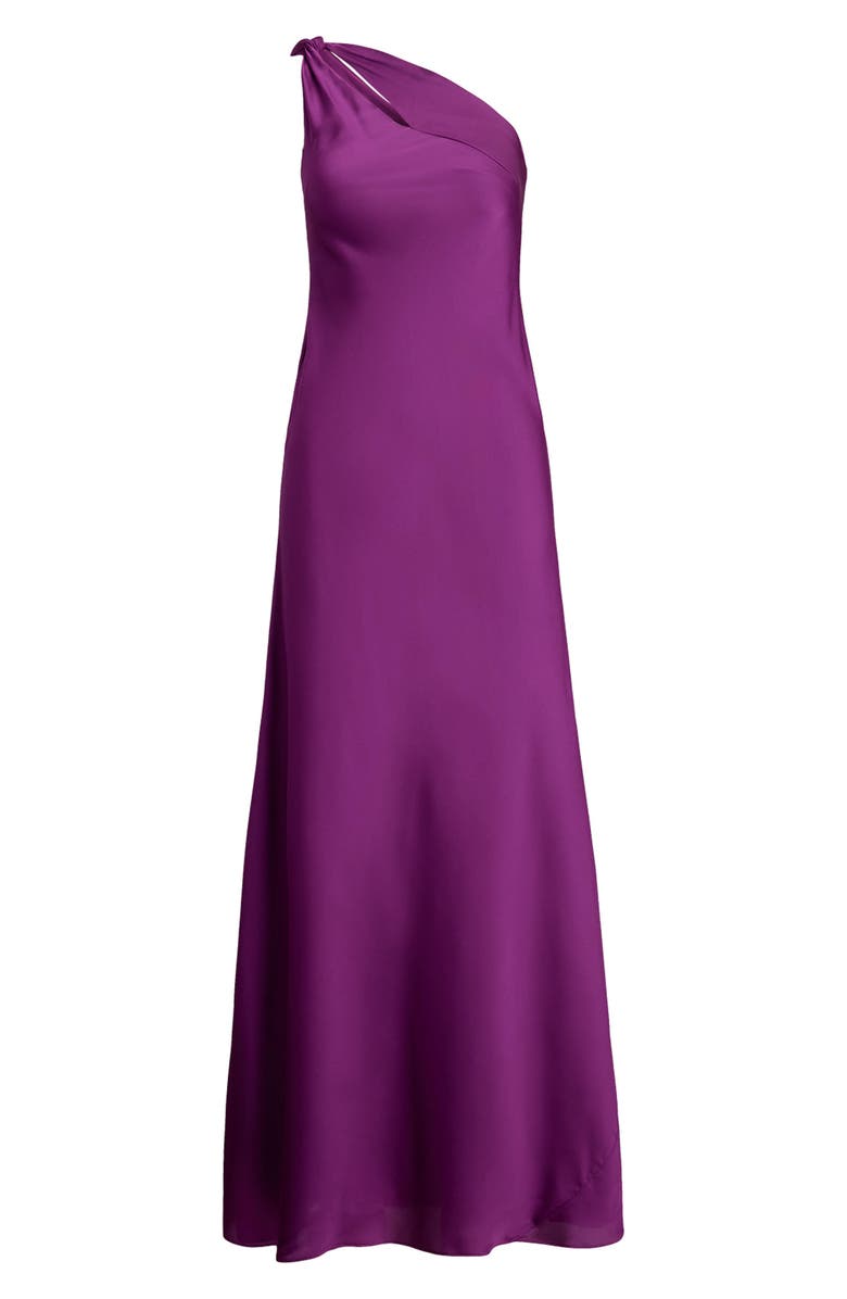 Lauren Ralph Lauren Cutout One-Shoulder Charmeuse Gown, Alternate, color, Purple Dawn