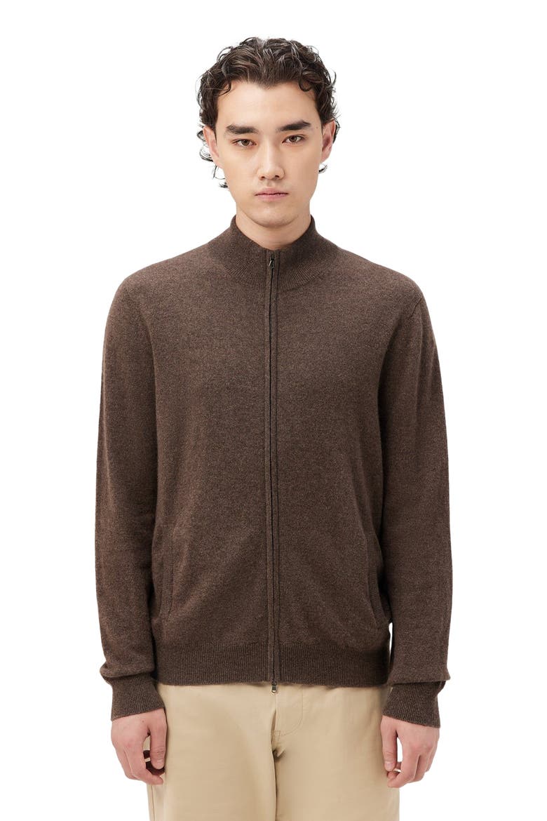 Essential Full-Zip Cashmere Cardigan, Alternate, color, cocoa