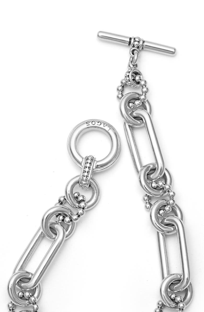 LAGOS Signature Caviar Link Bracelet, Alternate, color, Silver