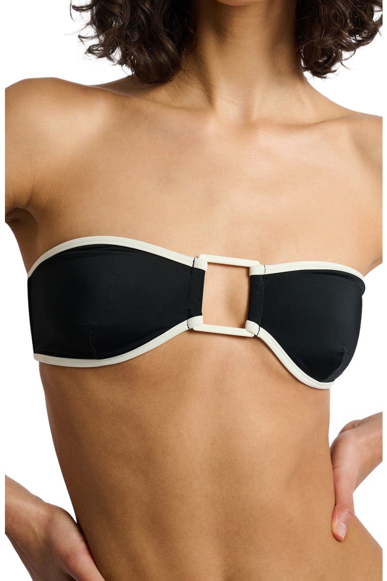 Palermo Tricot Bikini Top, Alternate, color, Black/Egret