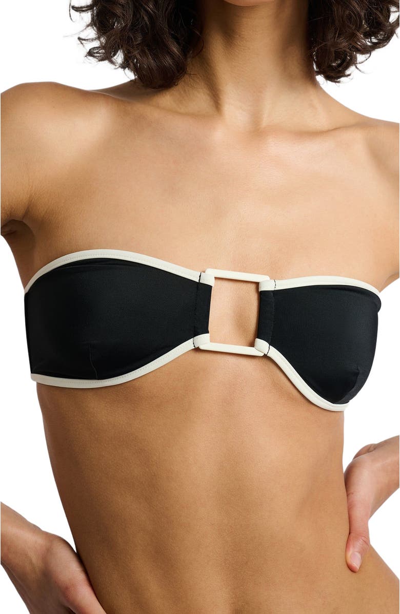 Onia Palermo Tricot Bikini Top, Alternate, color, Black/Egret