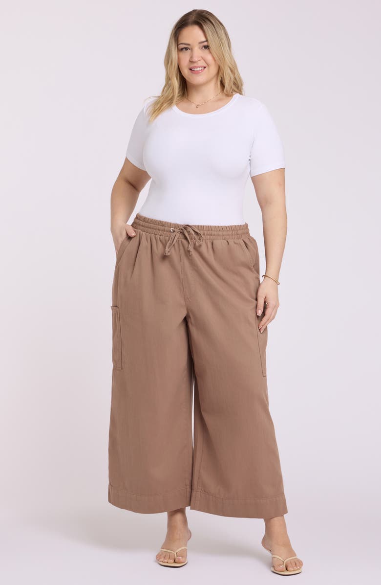 NYDJ Whitney Pull-On Crop Wide Leg Cargo Pants, Alternate, color, Toasted Coconut