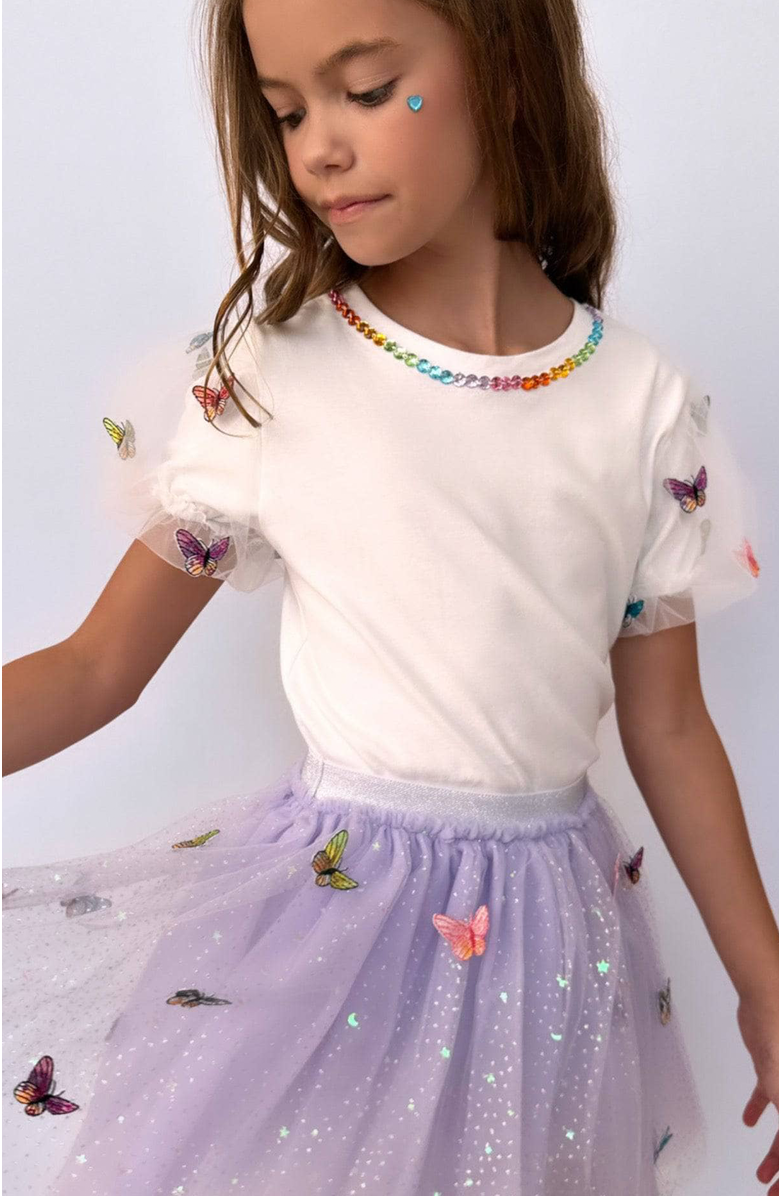 Lola + The Boys Rainbow Butterflies Tutu Skirt, Alternate, color, 