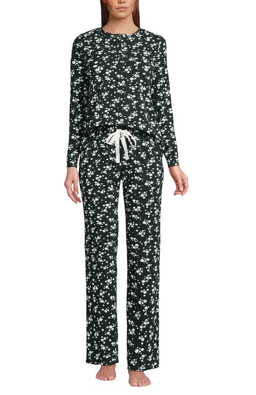 Lands' End Petite Knit 2 Piece Pajama Set In Green