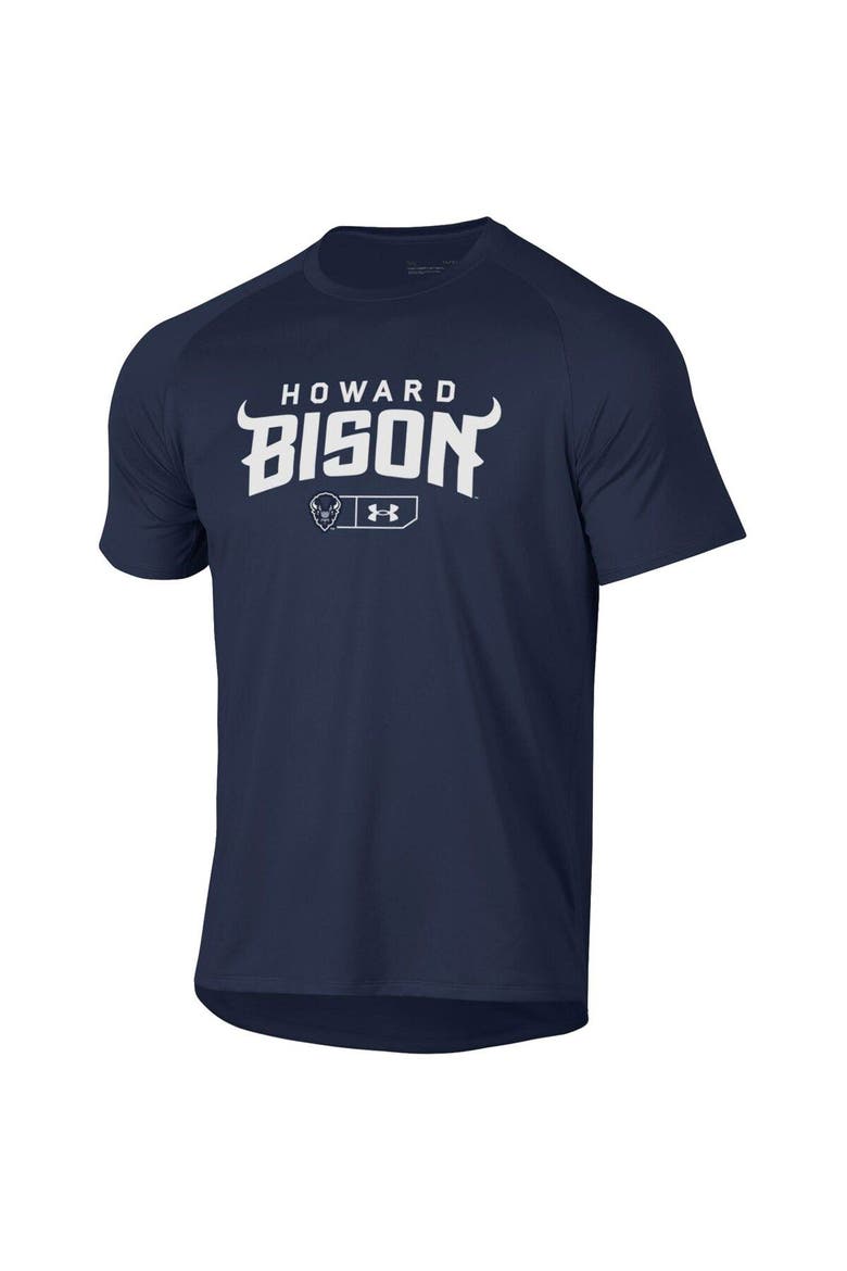 Men's Under Armour Navy Howard Bison Lockup Tech Raglan T-Shirt, Alternate, color, Navy