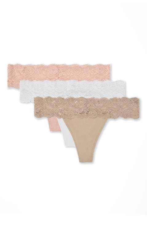 Lace Waist Thong 3-Pack