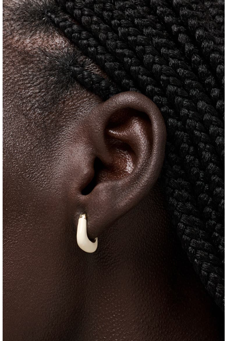 Dakota Mini Huggie Hoop Earrings, Alternate, color, GOLD / WHITE