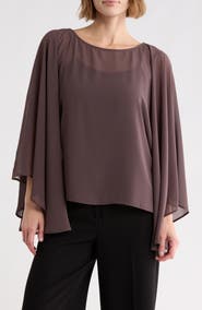 Renee C Sheer Chiffon Poncho Top