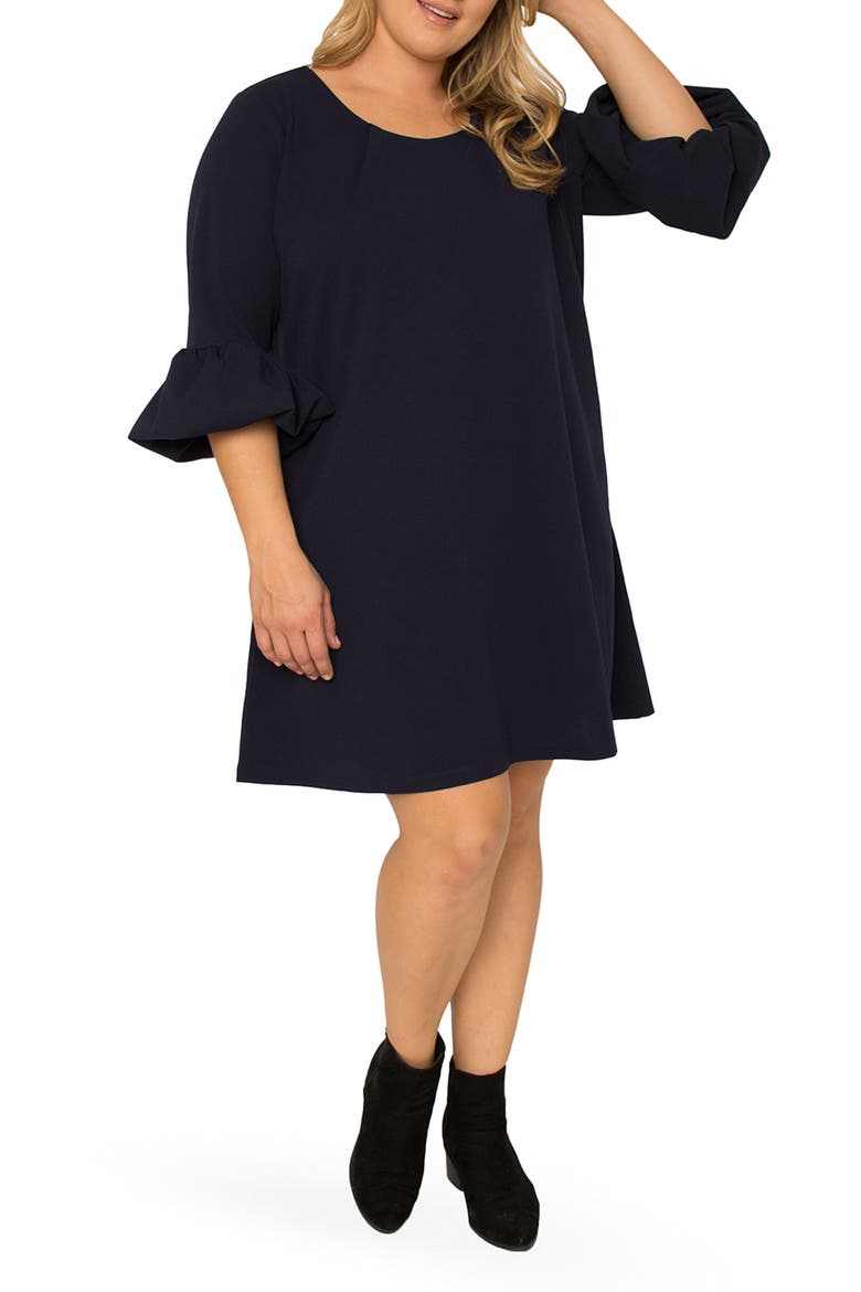 Stella Crepe Knit Dress, Alternate, color, NAVY