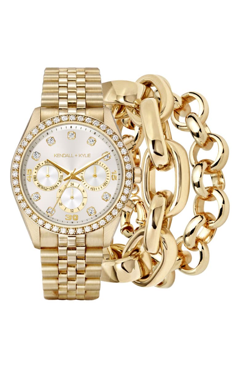 KENDALL + KYLIE Women's Kendall + Kylie Bracelet Watch & Chain Bracelet Set, Main, color, 