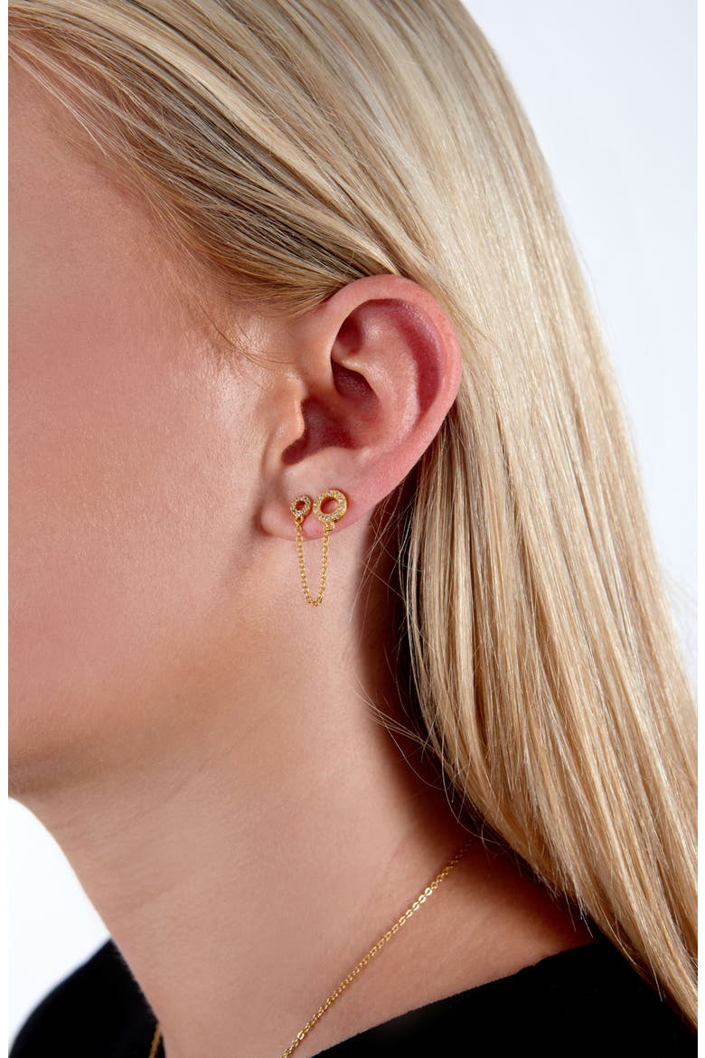 Halo Double Post Earring, Alternate, color, Gold Vermeil